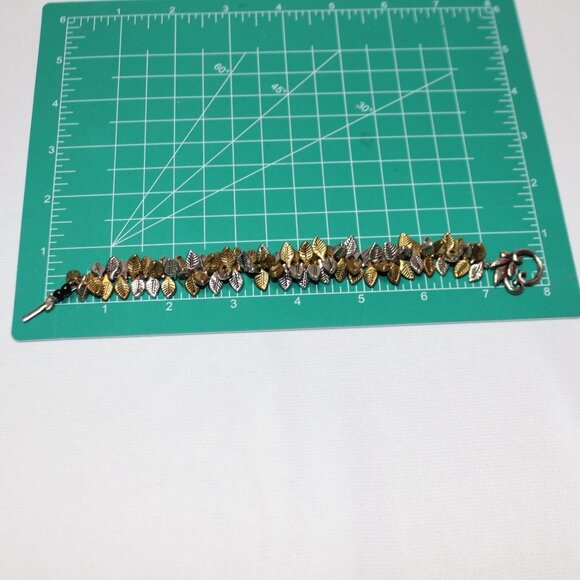 Golden and Silver Leaf Bracelet w/Beautiful Clasp - Picture 4 of 8